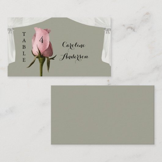 Blush Roze Stoffige Sage Bruiloft Tafel Plaats Kaa Plaatskaartje (Voorkant / Achterkant)