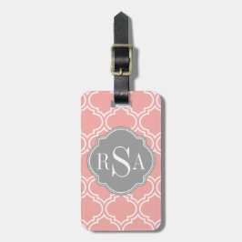 Blush roze stoprooster grijs monogram bagagelabel