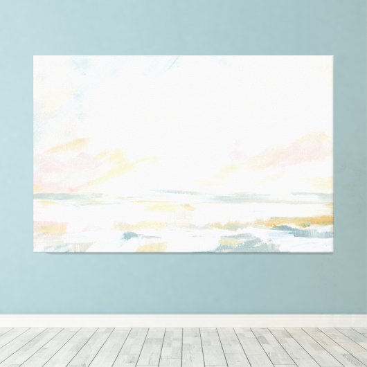 Blush Roze stralen zeeascape Fine Art Canvas afdru (Insitu (Houten vloer))