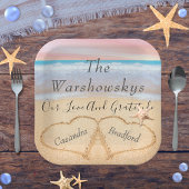 Blush Roze Strand Bruiloft 2 Hart Zand Bruiloft Papieren Bordje