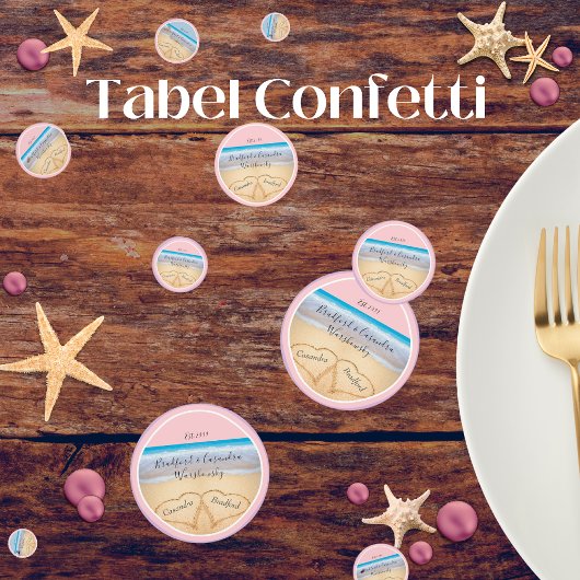 Blush roze strand bruiloft 2 harten confetti