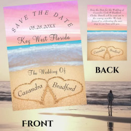 Blush Roze Strand Bruiloft 2 Harten Zand Bruiloft Kaart