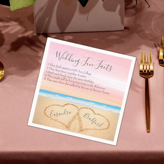 Blush Roze Strand Bruiloft 2 Harten Zand Leuke Fei Servet