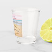 Blush Roze Strand Bruiloft Keepsake Harten in Zand Shot Glas (Rechts)