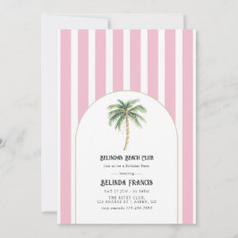 Blush Roze Strandclub Verjaardagsfeestje Kaart