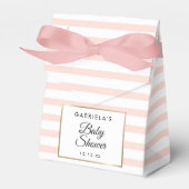 Blush Roze Streep Elegant Goud Baby shower Bedankdoosjes (Voorkant Zijde)