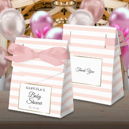 Blush Roze Streep Elegant Goud Baby shower Bedankdoosjes