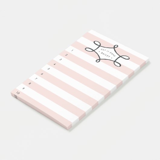 Blush roze streep op maat van lijst post-it® notes (Schuin)