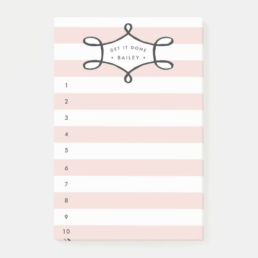 Blush roze streep op maat van lijst post-it® notes (Voorkant)