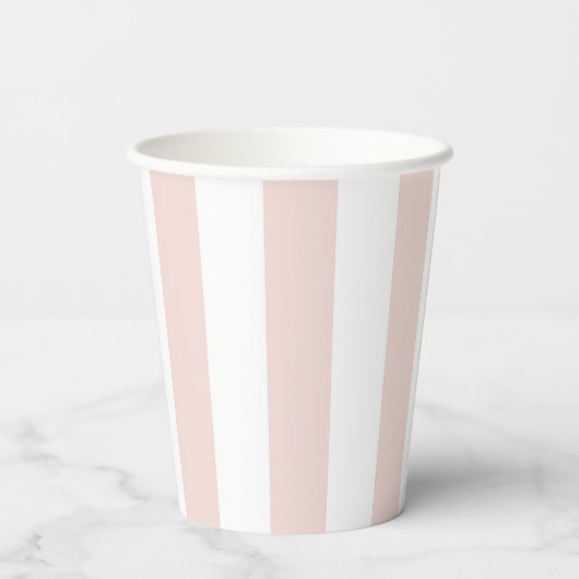 Blush roze strepen eenvoudige girly papieren bekers (Achterkant)