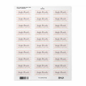 Blush Roze Strepen Gouden Faux Folie Retouradres Etiket (Full Sheet)