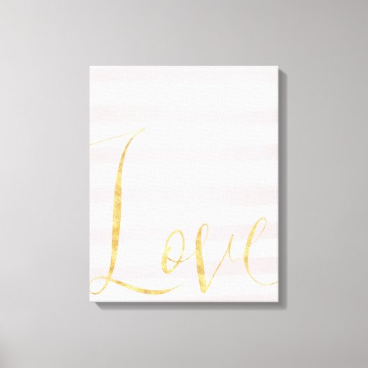 Blush Roze Strepen Gouden Liefde Canvas Afdruk (Voorkant)