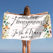 Blush Roze Strepen Honeymoon Pasgetrouwden Custom Strandlaken