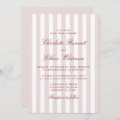 Blush roze strepen met rood script moderne bruilof kaart (Voorkant / Achterkant)
