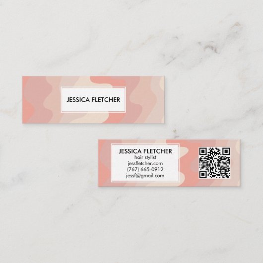 Blush roze strepen Minimale QR-code Vet Mini Visitekaartje (Voorkant / Achterkant)