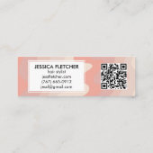 Blush roze strepen Minimale QR-code Vet Mini Visitekaartje (Achterkant)