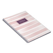 Blush roze strepen Paarse naam gepersonaliseerd Notitieboek (Rechterzijde)