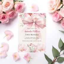 Blush roze strik bloemen crème verjaardag