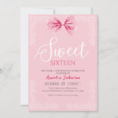 Blush roze  strik lief zestien jaar kaart (Voorkant)