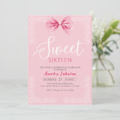 Blush roze  strik lief zestien jaar kaart (Staand voorkant)