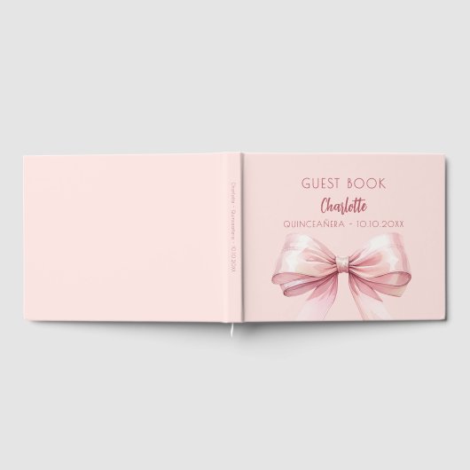 Blush roze strik Quinceanera Gastenboek (Volledig)
