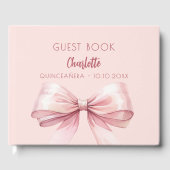 Blush roze strik Quinceanera Gastenboek (Voorkant)