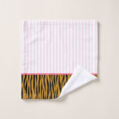 Blush roze stripes en vingerafdruk bad handdoek (Wasdoekje)