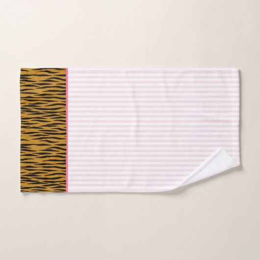 Blush roze stripes en vingerafdruk bad handdoek (Handdoek)