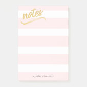 Blush roze stripes Gold Faux Folie Opmerkingen Post-it® Notes (Voorkant)