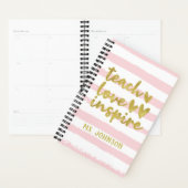 Blush roze stripes Gold Foil | Cute Teacher Planner (Display)