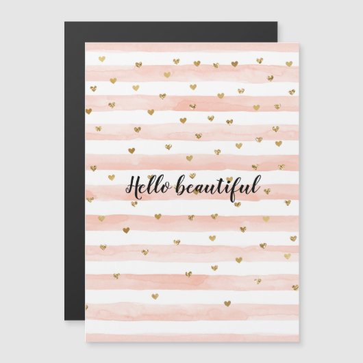 Blush roze stripes Gold Hearts (Voorkant / Achterkant)