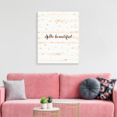 Blush roze stripes Gold Hearts Canvas Afdruk (Insitu (Woonkamer))