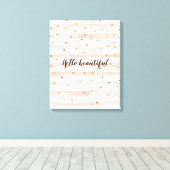 Blush roze stripes Gold Hearts Canvas Afdruk (Insitu (Houten vloer))