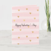 Blush roze stripes Gold Hearts Feestdagen Kaart (Voorkant)
