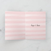 Blush roze stripes Gold Hearts Feestdagen Kaart (Binnen)
