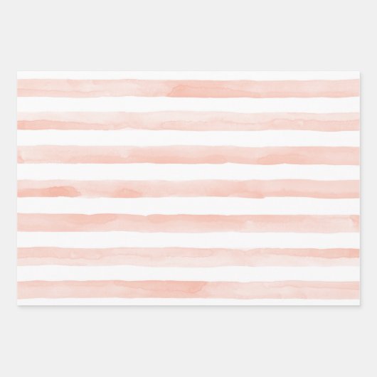 Blush roze stripes Gold Hearts Inpakpapier Vel (Voorkant 3)