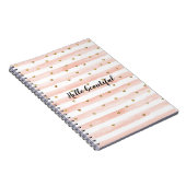 Blush roze stripes Gold Hearts Notitieboek (Rechterzijde)