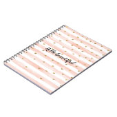 Blush roze stripes Gold Hearts Notitieboek (Linkerzijde)