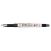 Blush roze stripes Gold Hearts Pen (Voorkant)