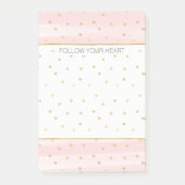 Blush roze stripes Gold Hearts Post-it® Notes (Voorkant)