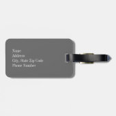 Blush roze stripes met grijze monogram bagagelabel (Achterkant horizontaal)