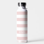 Blush roze stripes met naam of monogram set waterfles (Links)