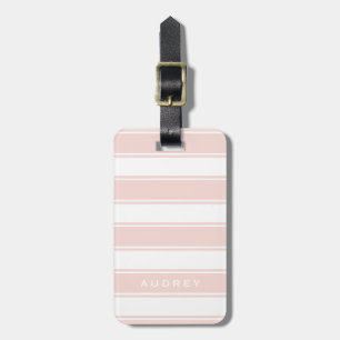 Blush roze stripes & monogram Moderne minima Bagagelabel