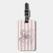 Blush roze stripes  Nautical Octopus Bagagelabel (Voorkant verticaal)