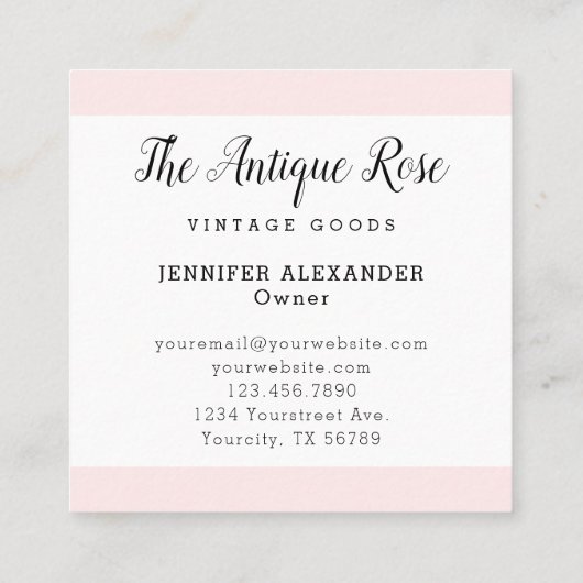 Blush Roze stripes  Visitekaartje winkel (Achterkant)