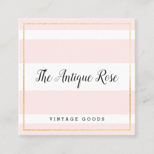 Blush Roze stripes  Visitekaartje winkel (Voorkant)