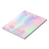 Blush roze strooi bakken cupcakes notitieblok (Linkerzijde)