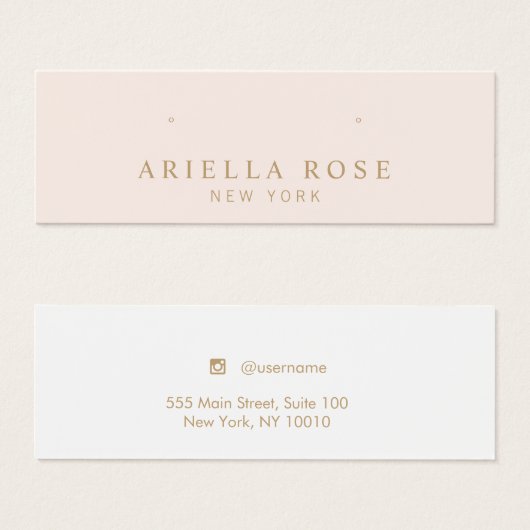 Blush roze stud met juwelen-beeldschermkaart mini visitekaartjes (Voorkant /achterkant)