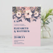 Blush Roze Stusty Blue Rosegold Floral Wedding Chi (Staand voorkant)