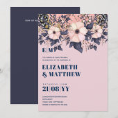 Blush Roze Stusty Blue Rosegold Floral Wedding Chi (Voorkant / Achterkant)